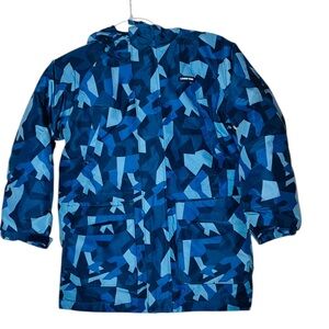 Lands End Kids Blue Print Squall Waterproof Insulated Winter Parka Jacket Coat